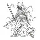 Grim reaper with a medieval sword tattoo design idea