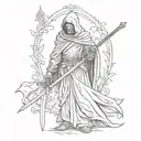 Grim reaper with a medieval sword tattoo design idea
