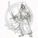 Grim reaper with a medieval sword tattoo design idea