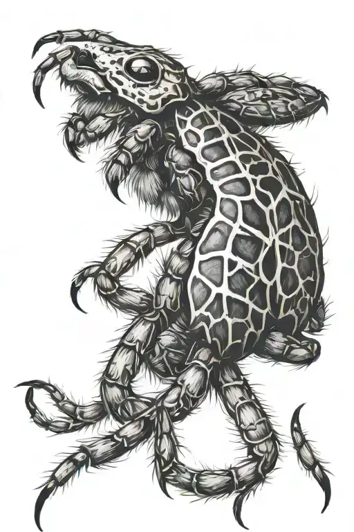 i want a tattoo thats a wolf spider with babies on her back. the babies will trail up my body tattoo design idea