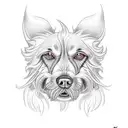 a fierce-looking dog wearing a football jersey  tattoo design idea