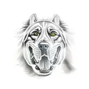 a fierce-looking dog wearing a football jersey  tattoo design idea