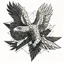 geometric eagle flying symmetrical background black tattoo design idea