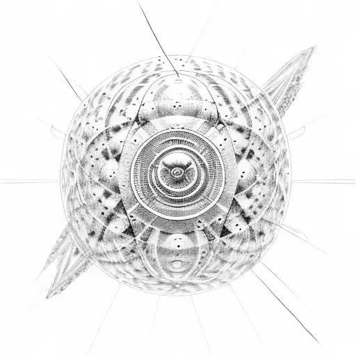 people praying to a Dyson sphere tattoo design idea