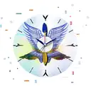 A clock with wings symbolizing 'Time flies' and a vibrant background in new-school style tattoo design idea
