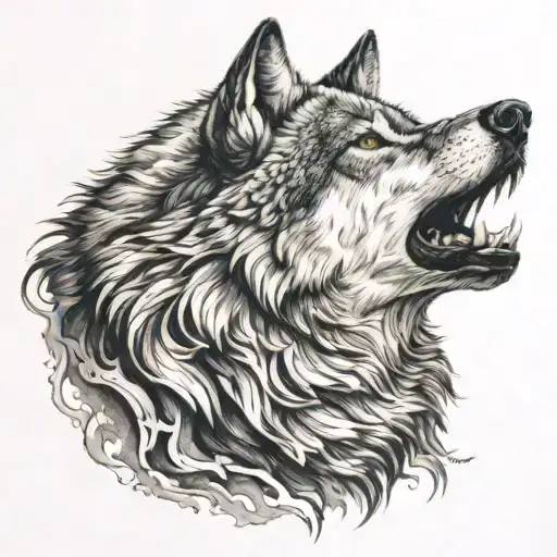 wolf growling tattoo design idea