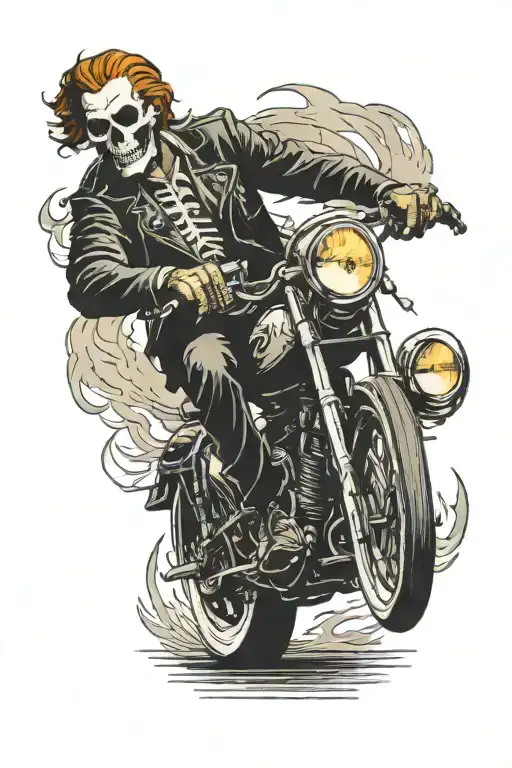 Carter Slade Ghost Rider doing wheelie tattoo design idea