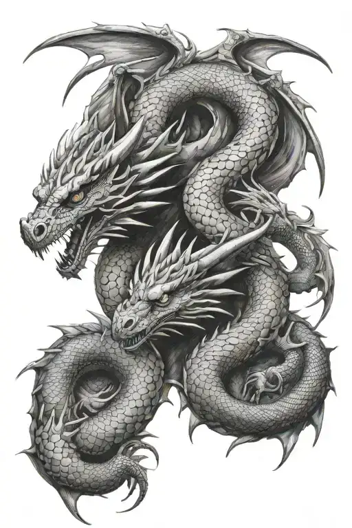 dragons, good and evil tattoo design idea