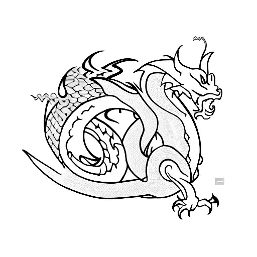 Dragon in a minimalist style tattoo design idea