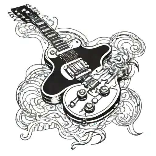 Les Paul Guitar with Lightning tattoo design idea