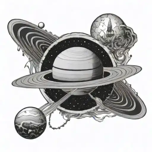 planet saturn that on its rings says the phrase love yourself live goes on tattoo design idea