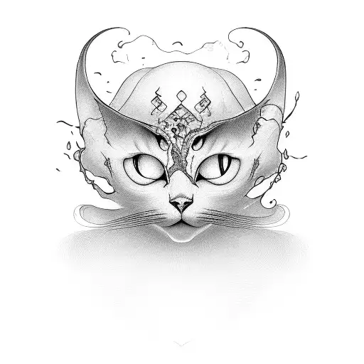 merging ghost face and pussy tattoo design idea