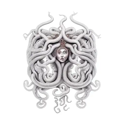 Medusa nude big breast tattoo design idea