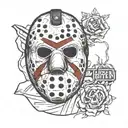 Jason Voorhees mask testicles tattoo design idea