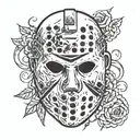 Jason Voorhees mask testicles tattoo design idea