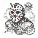 Jason Voorhees mask testicles tattoo design idea