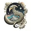 wax crescent moon Leo constellation tattoo design idea