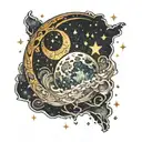 wax crescent moon Leo constellation tattoo design idea