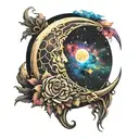 wax crescent moon Leo constellation tattoo design idea