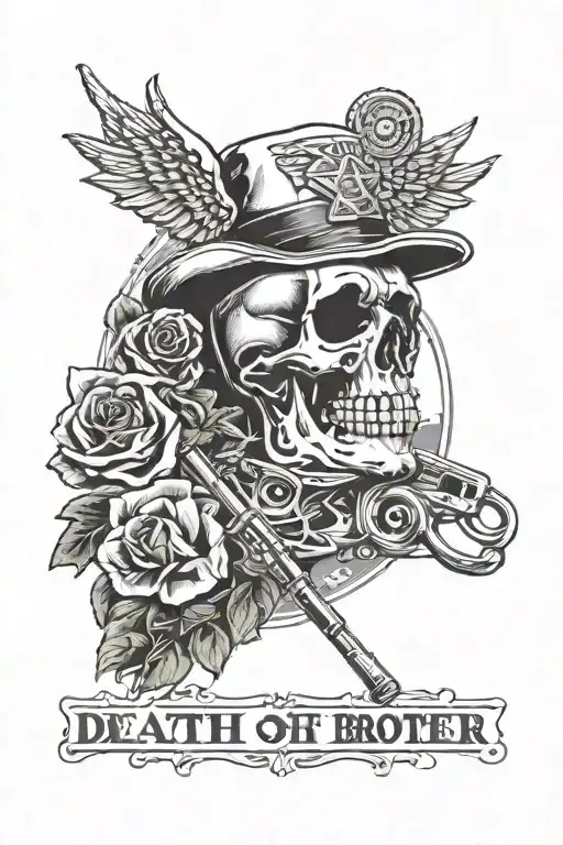 death of brother who was a cop badge number 966. we loved music  tattoo design idea