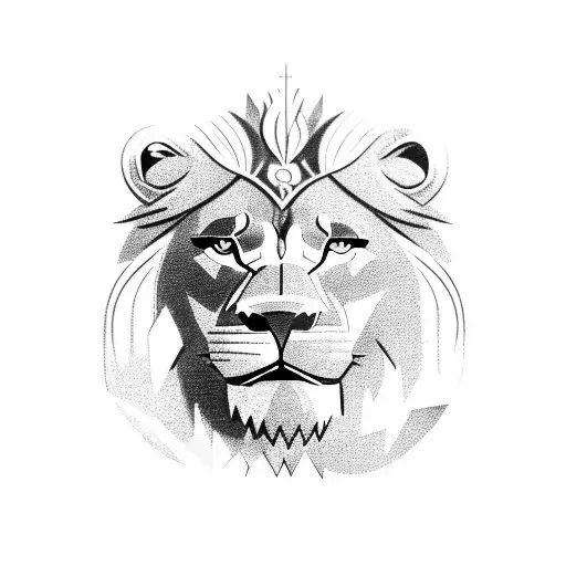 A stack of money with a lion and wolf on top, surrounded by car parts tattoo design idea