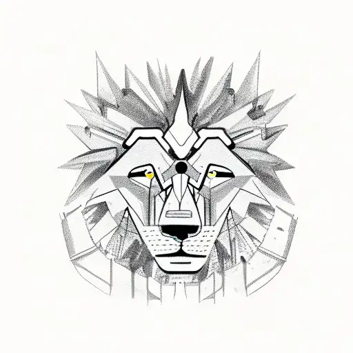 A mechanic's hand holding a wrench with a lion and wolf intertwined around it tattoo design idea