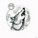 A wolf howling at the moon with car engine parts in the background tattoo design idea