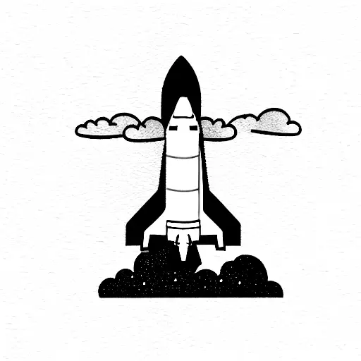 Nasa Space shuttle launching into the clouds tattoo design idea