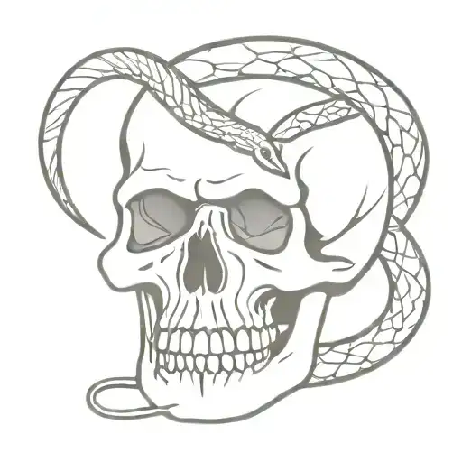 skull and snake tattoo design idea