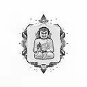 cyberpunk, pattern, clean, cuty budha, future tattoo design idea