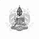 cyberpunk, pattern, clean, cuty budha, future tattoo design idea