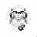 cyberpunk, pattern, clean, monkey, future tattoo design idea