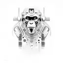 cyberpunk, pattern, clean, monkey, future tattoo design idea