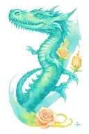 rose on fire breathing dragon tattoo design idea
