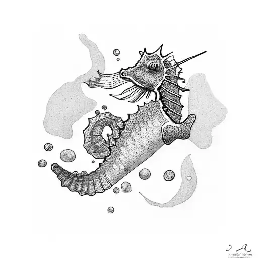 sea horse equal luck tattoo design idea