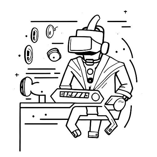 A Korgi wearing headphones and holding a movie clapperboard tattoo design idea