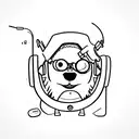 A Korgi wearing headphones and holding a movie clapperboard tattoo design idea