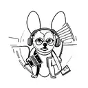 A Korgi wearing headphones and holding a movie clapperboard tattoo design idea