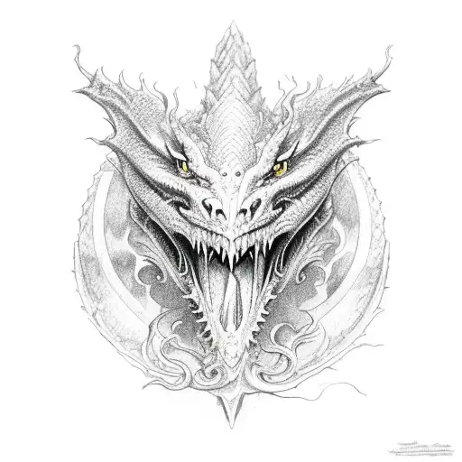 Dragon, espada, agua   tattoo design idea