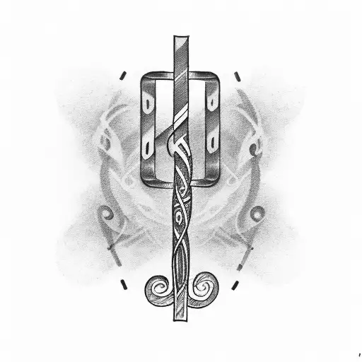 A barbell morphing into a treble clef, representing the client's passion for working out and music tattoo design idea