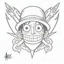 one piece ace burning paper tattoo design idea
