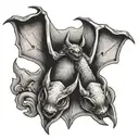 double headed upside down bat hanging upside tattoo design idea