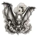 double headed upside down bat hanging upside tattoo design idea