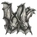 double headed upside down bat hanging upside tattoo design idea