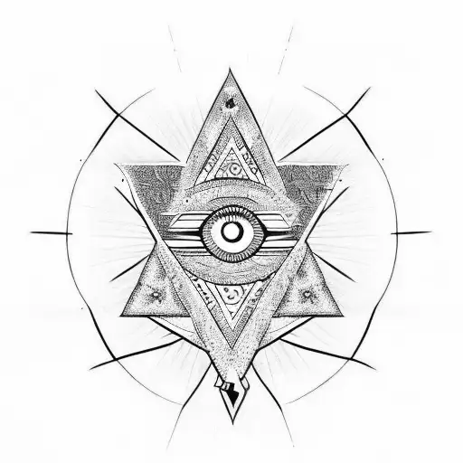 Hebrew tattoo pyramid with all seeing eye and hamsa tattoo design idea