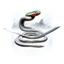 big snake wrapped around sword  tattoo design idea