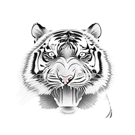 Tiger with clowds and the tiger stripes say Ana tattoo design idea