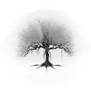 willow tree with cross in roots tattoo design idea