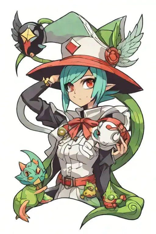 pokemon, genrar,gardevoir,chancey with nurse hat, tattoo design idea