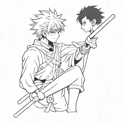 jujutsu kaisen and demon slayer couple tatto design tattoo design idea